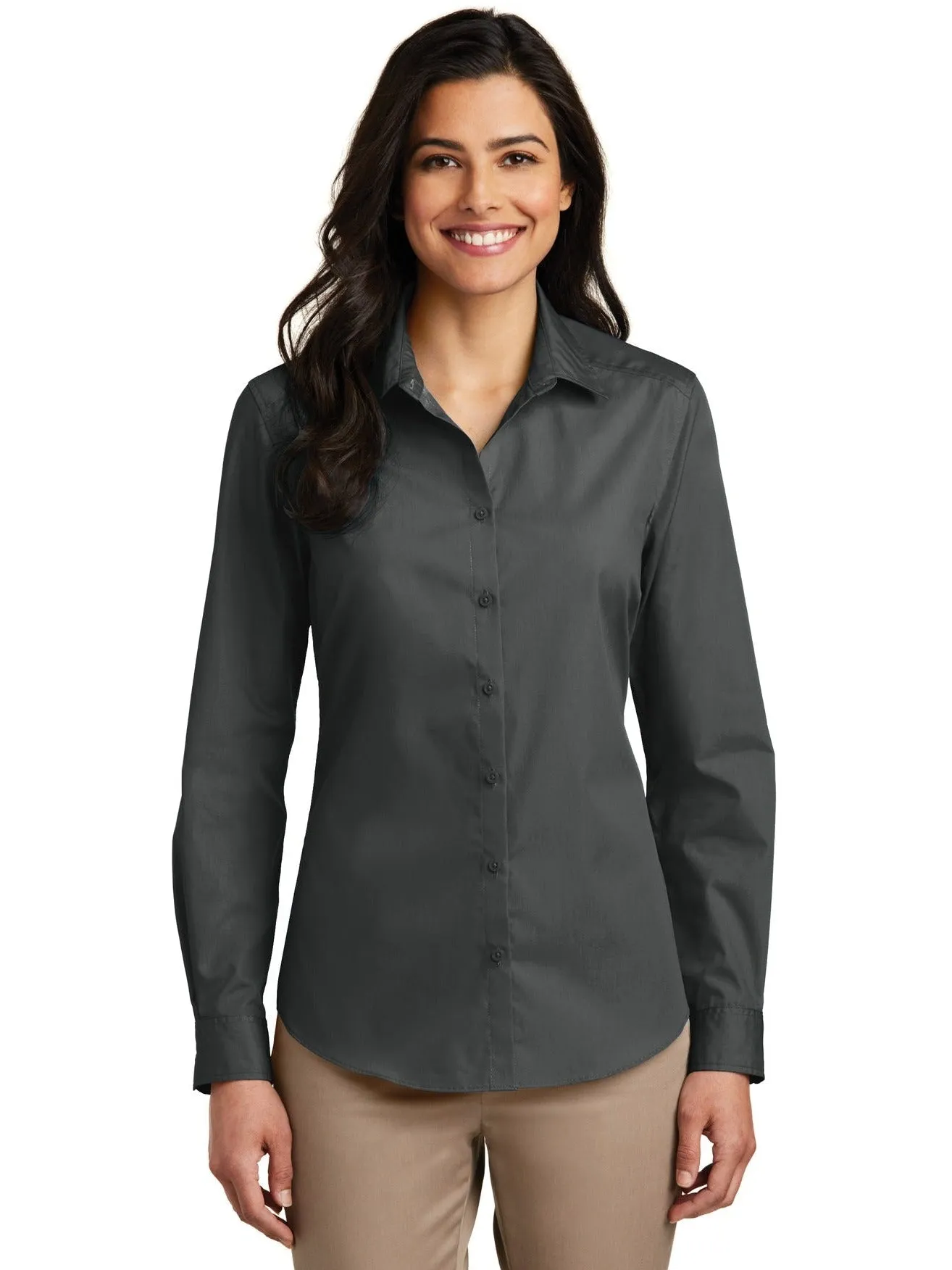 Port Authority Ladies Long Sleeve Carefree Poplin Shirt