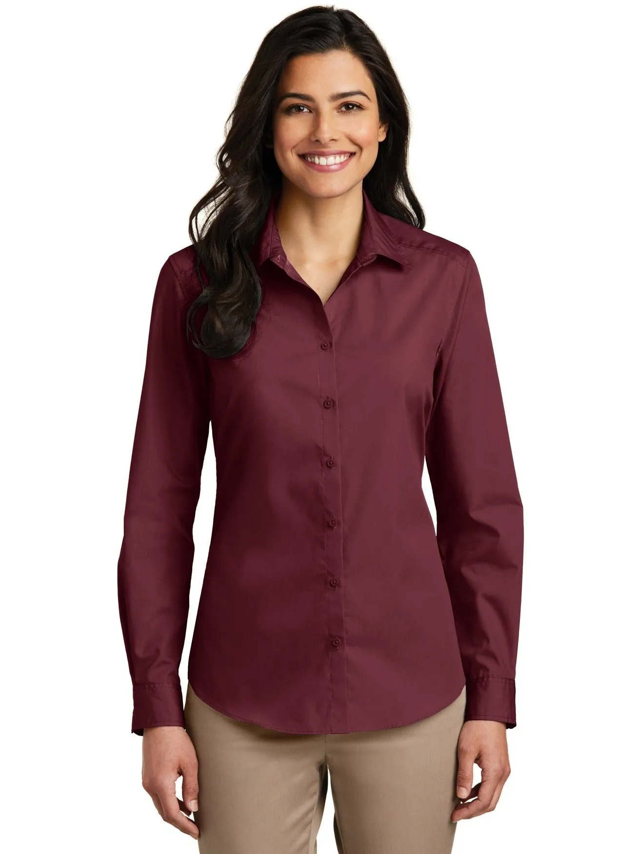 Port Authority Ladies Long Sleeve Carefree Poplin Shirt