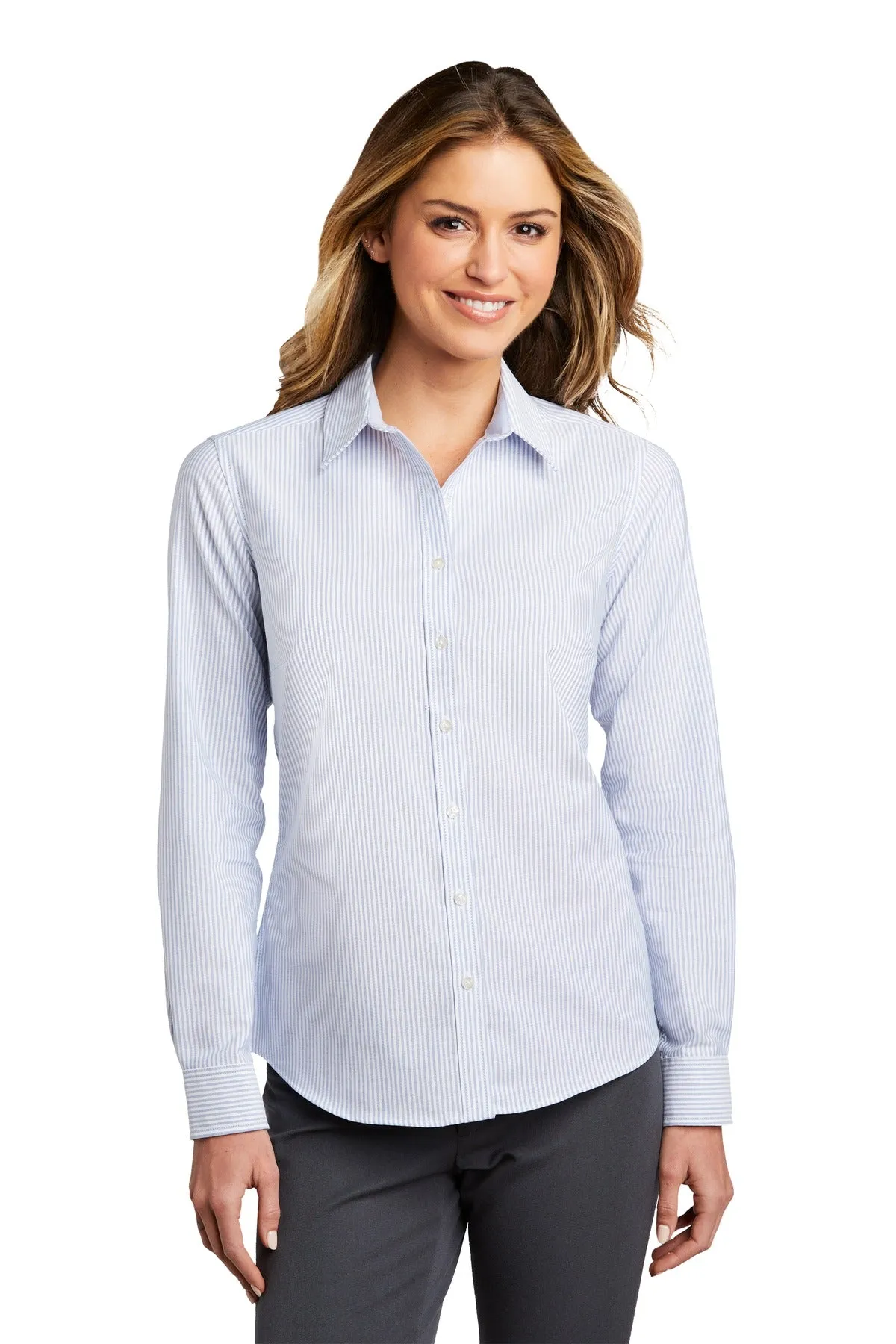 Port Authority Ladies SuperPro ™ Oxford Stripe Shirt. LW657