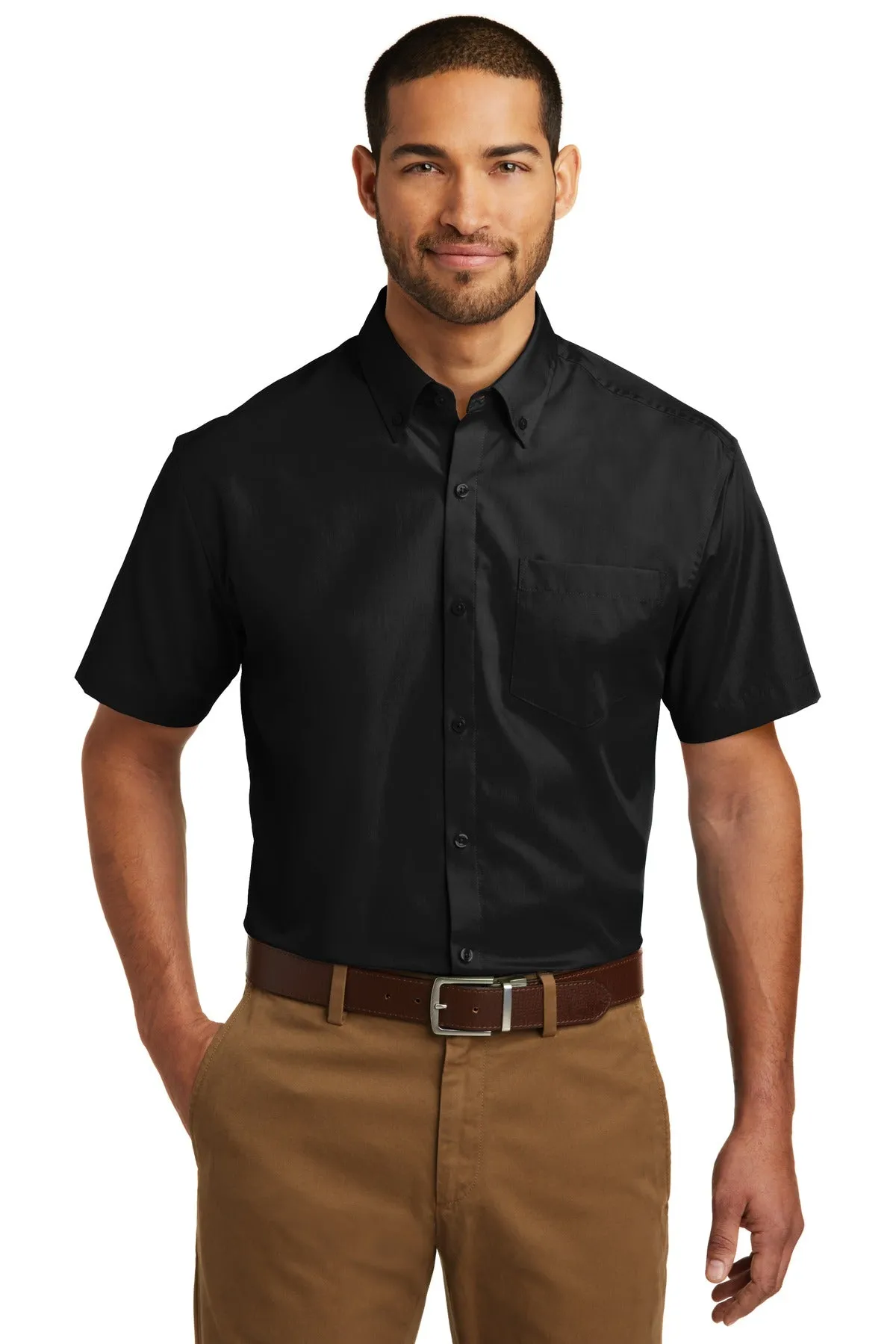 Port Authority Short Sleeve Carefree Poplin Shirt. W101