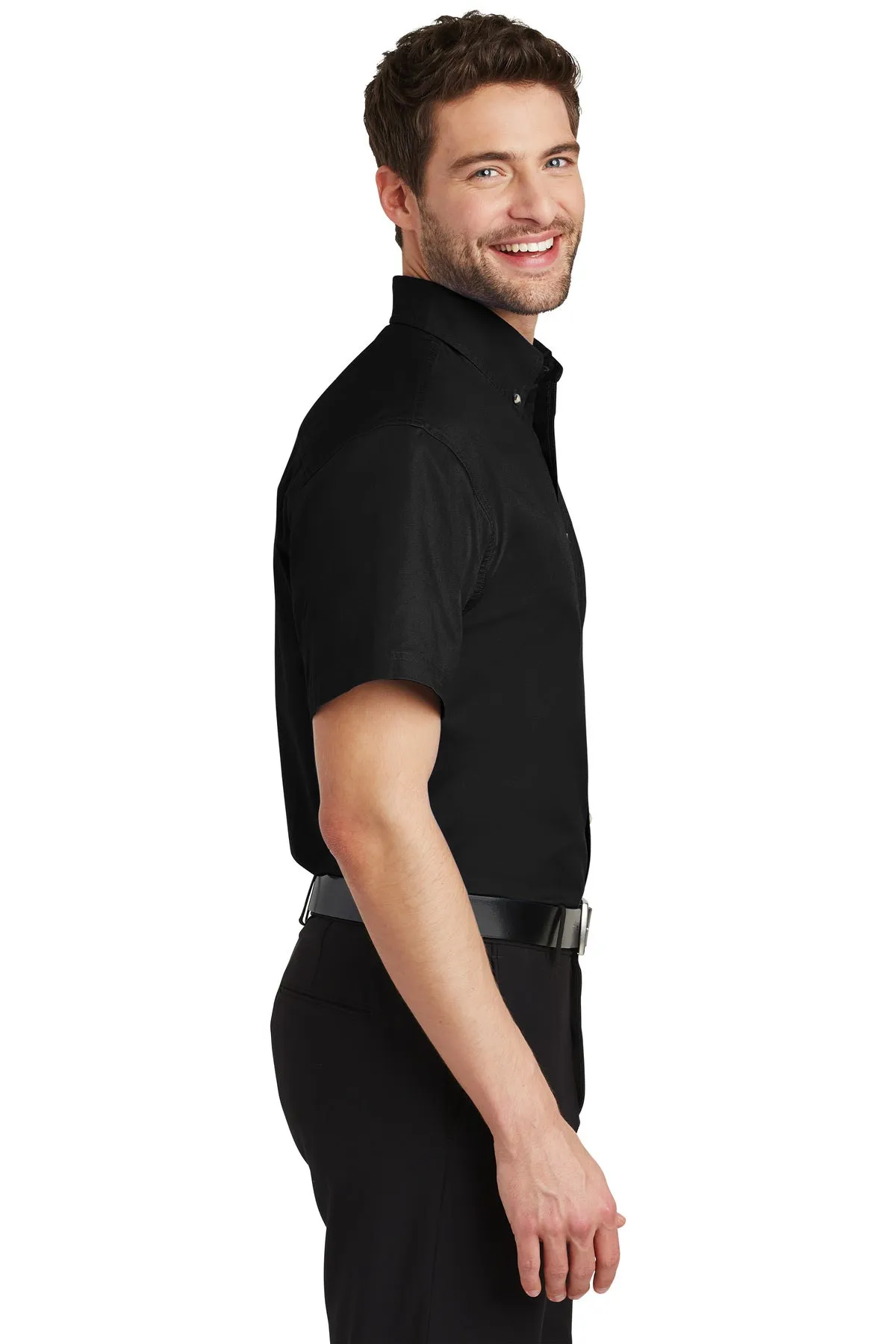 Port Authority Short Sleeve Custom Twill Shirts, Black