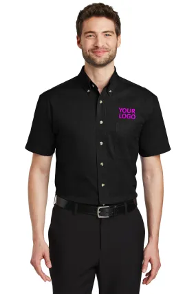 Port Authority Short Sleeve Custom Twill Shirts, Black