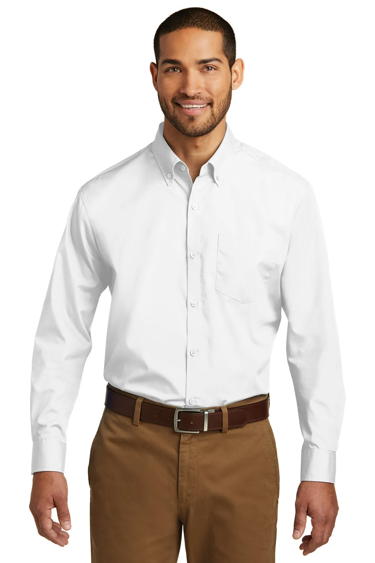 Port Authority Tall Carefree Poplin Custom Shirts, White