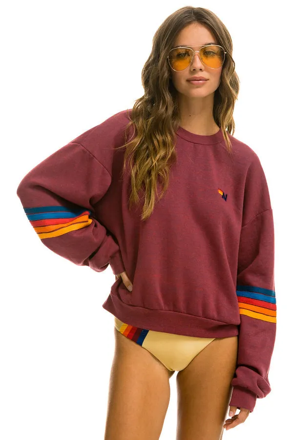 Rainbow Stitch Crew Sweatshirt Relaxed ~ Plum