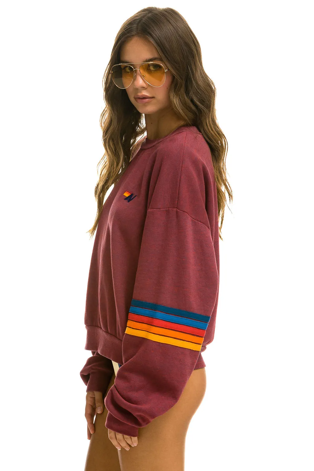 Rainbow Stitch Crew Sweatshirt Relaxed ~ Plum