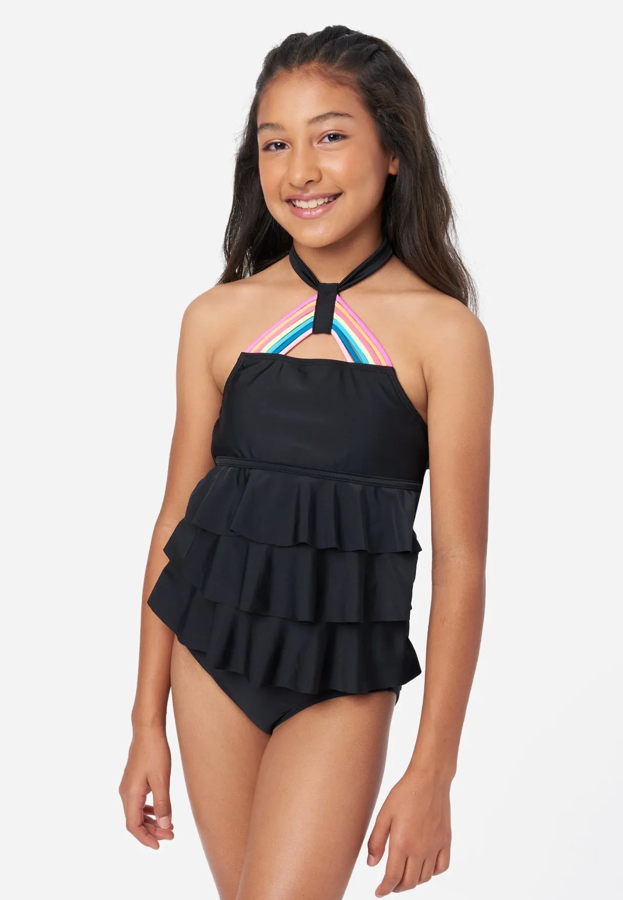 Rainbow Strap Halter Cupcake Tankini