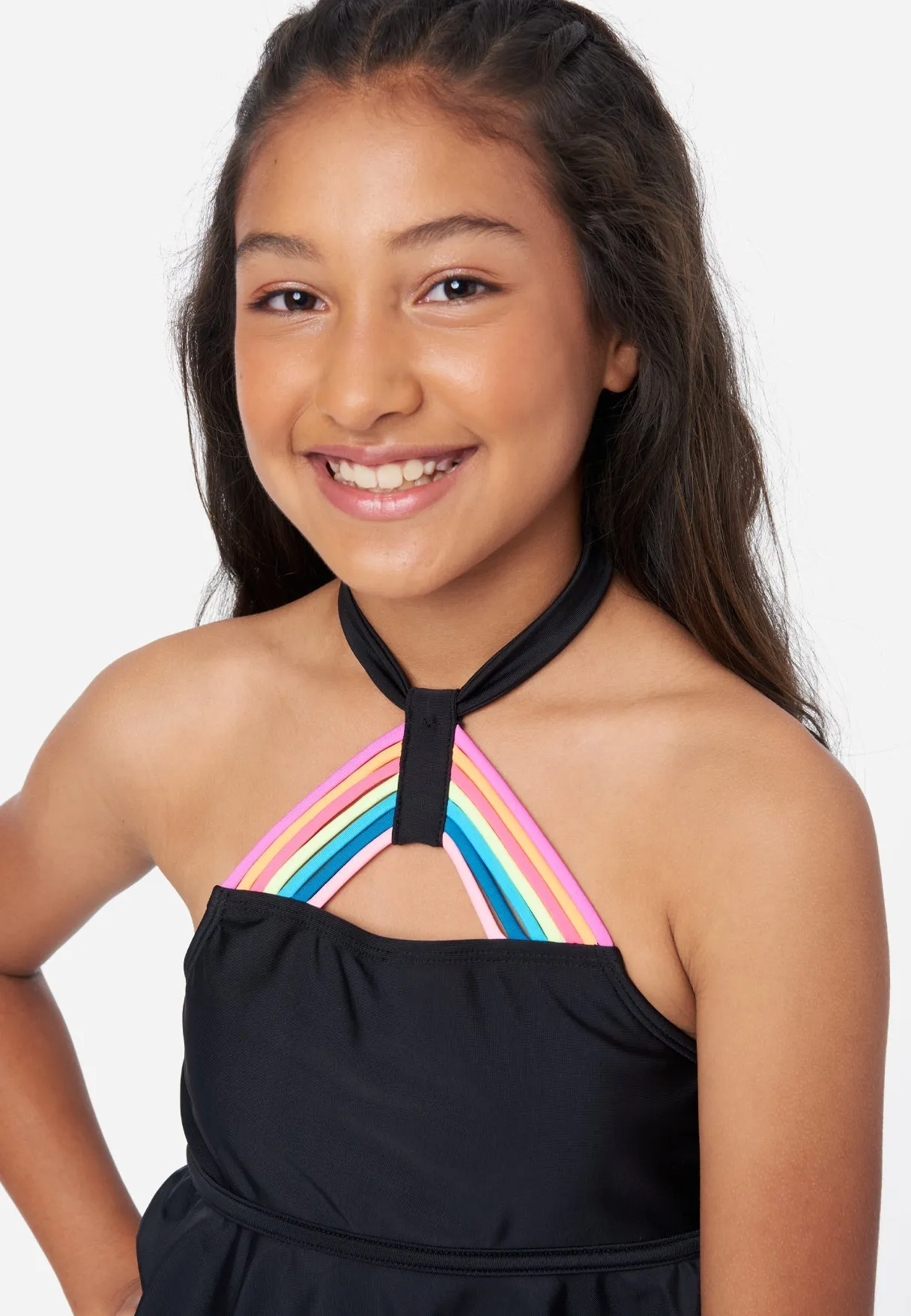 Rainbow Strap Halter Cupcake Tankini