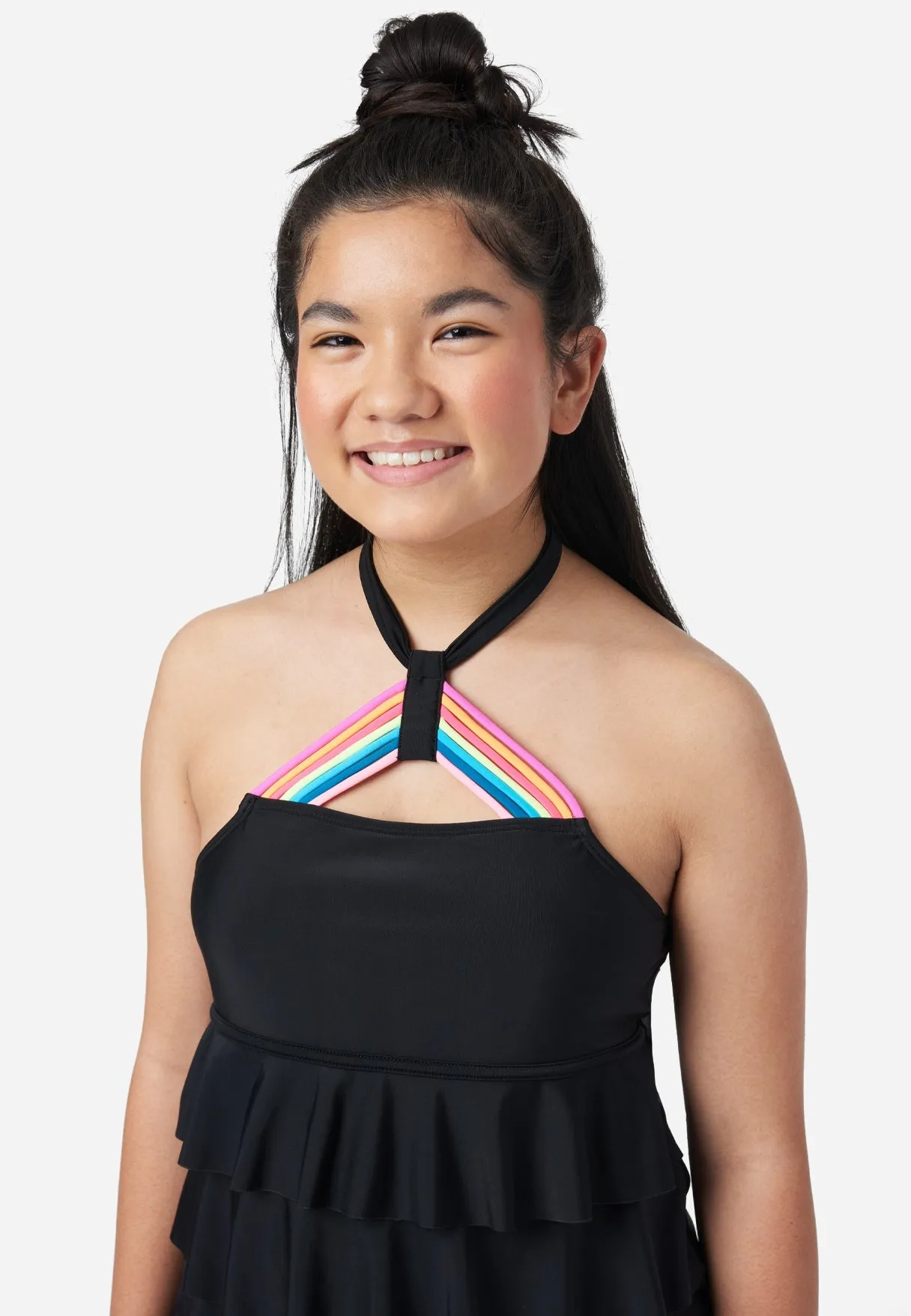 Rainbow Strap Halter Cupcake Tankini