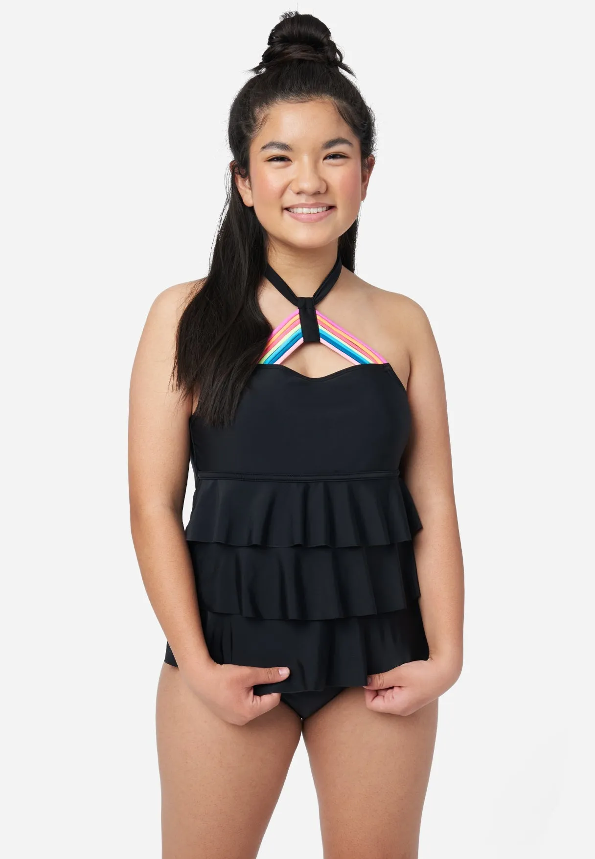 Rainbow Strap Halter Cupcake Tankini