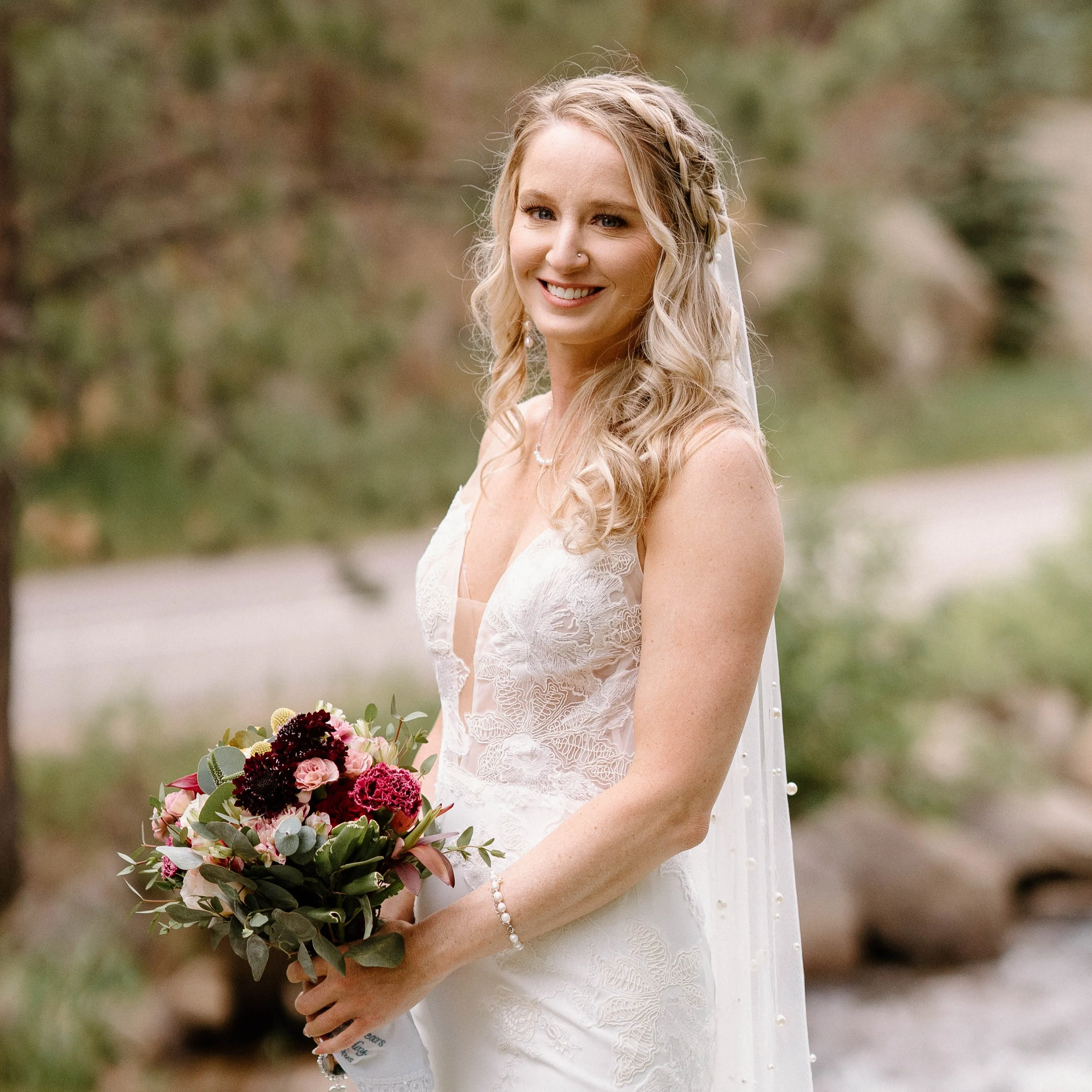 Romantic Burgundy and Pink Forest Wedding