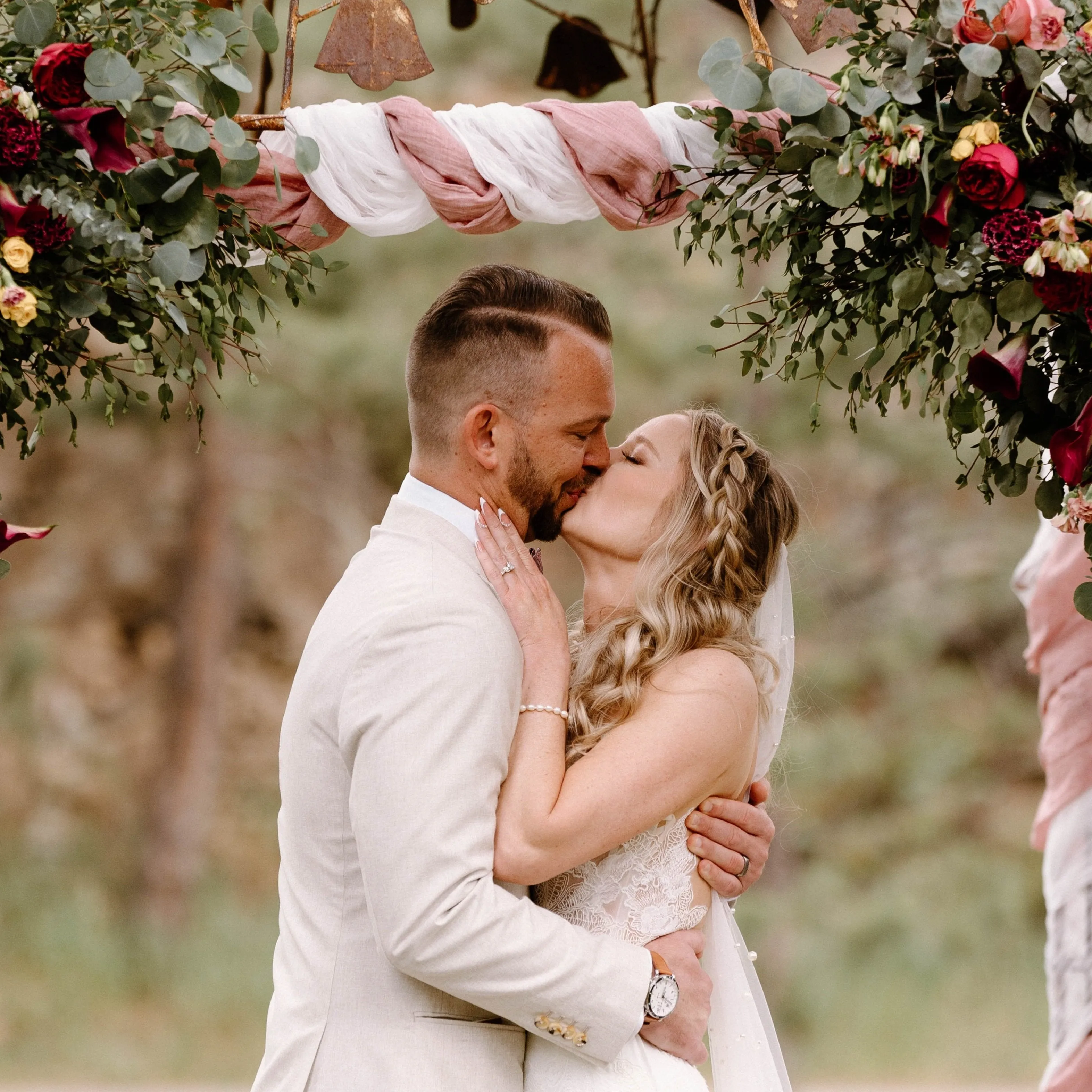 Romantic Burgundy and Pink Forest Wedding