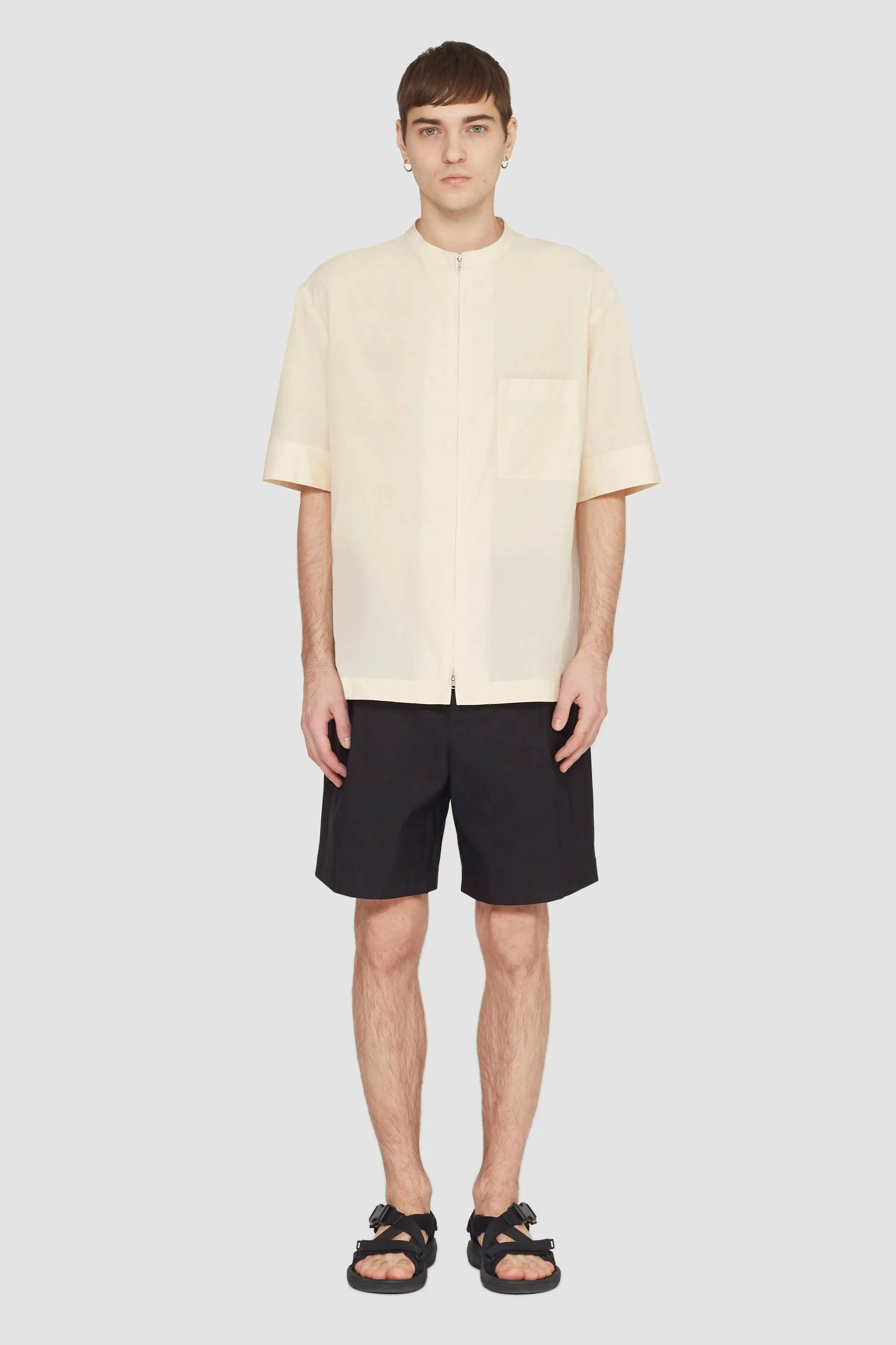 Short Sleeve Zip-Front Shirt