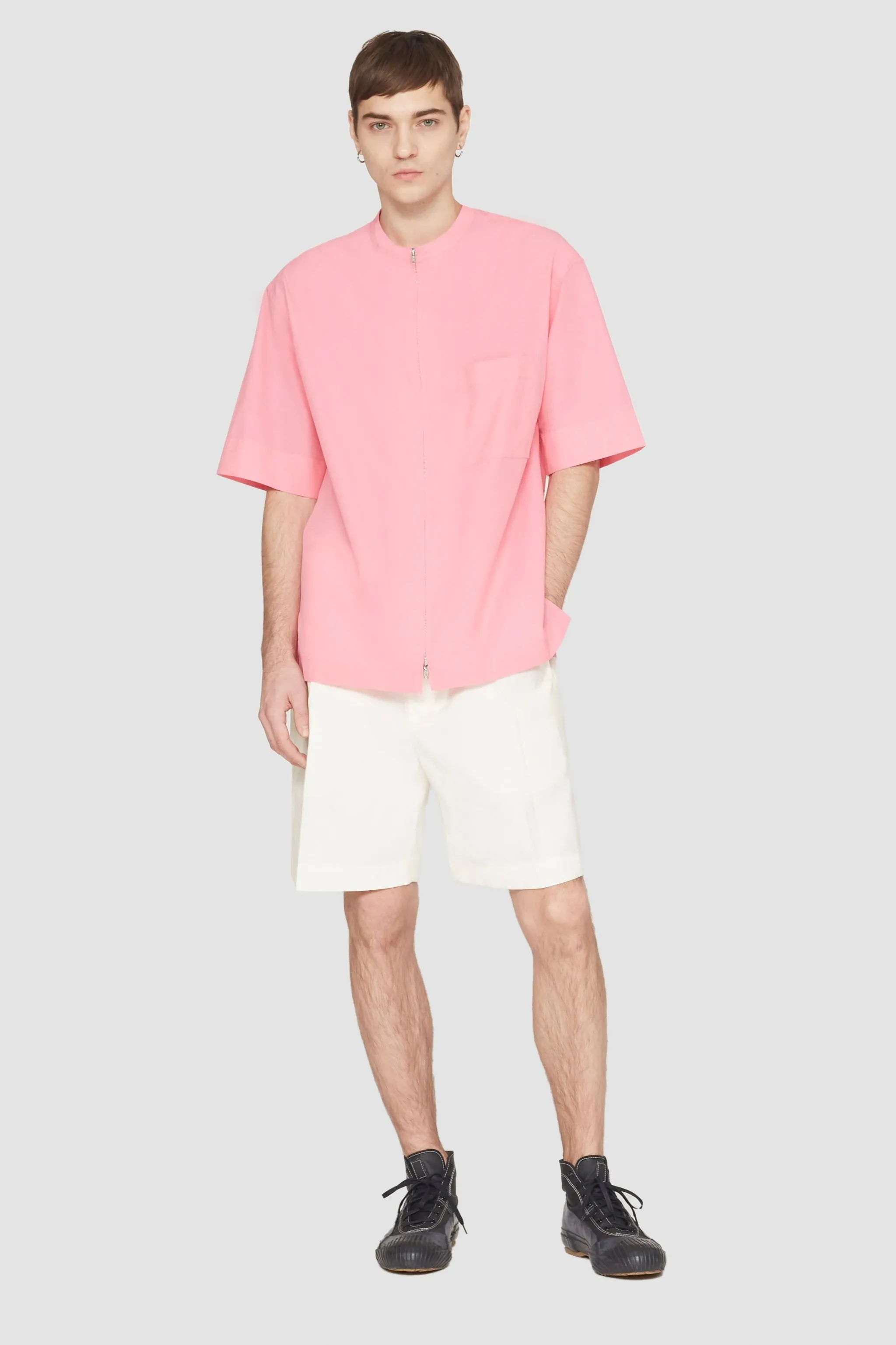 Short Sleeve Zip-Front Shirt