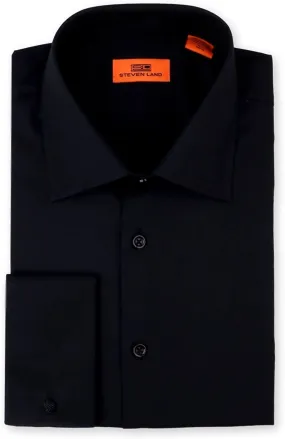 Steven Land Men's Signature Solid Poplin Dress Shirt 100% Cotton French Cuff Also Available Big and Tall - CLEARANCE - FINAL SALE