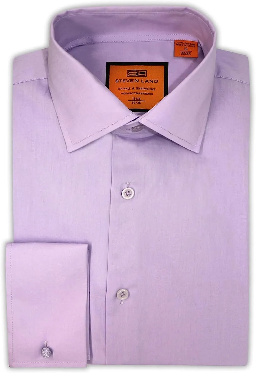 Steven Land Men's Signature Solid Poplin Dress Shirt 100% Cotton French Cuff Also Available Big and Tall - CLEARANCE - FINAL SALE