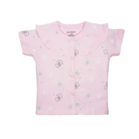 Top Half Sleeves Girls Shoulder Frill - Butterfly Print