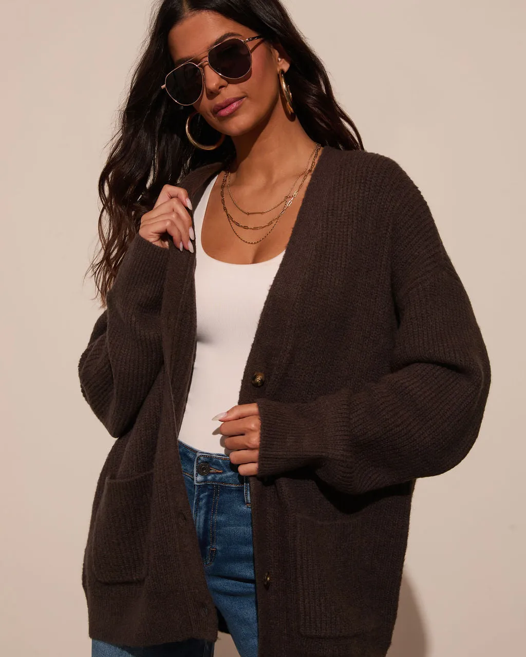 Warm Latte Oversized Cardigan