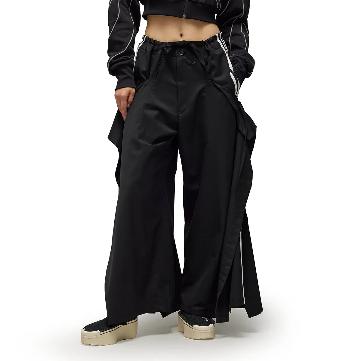 Wmns Refined Woven Wide Leg Tracksuit Bottoms 'Black'