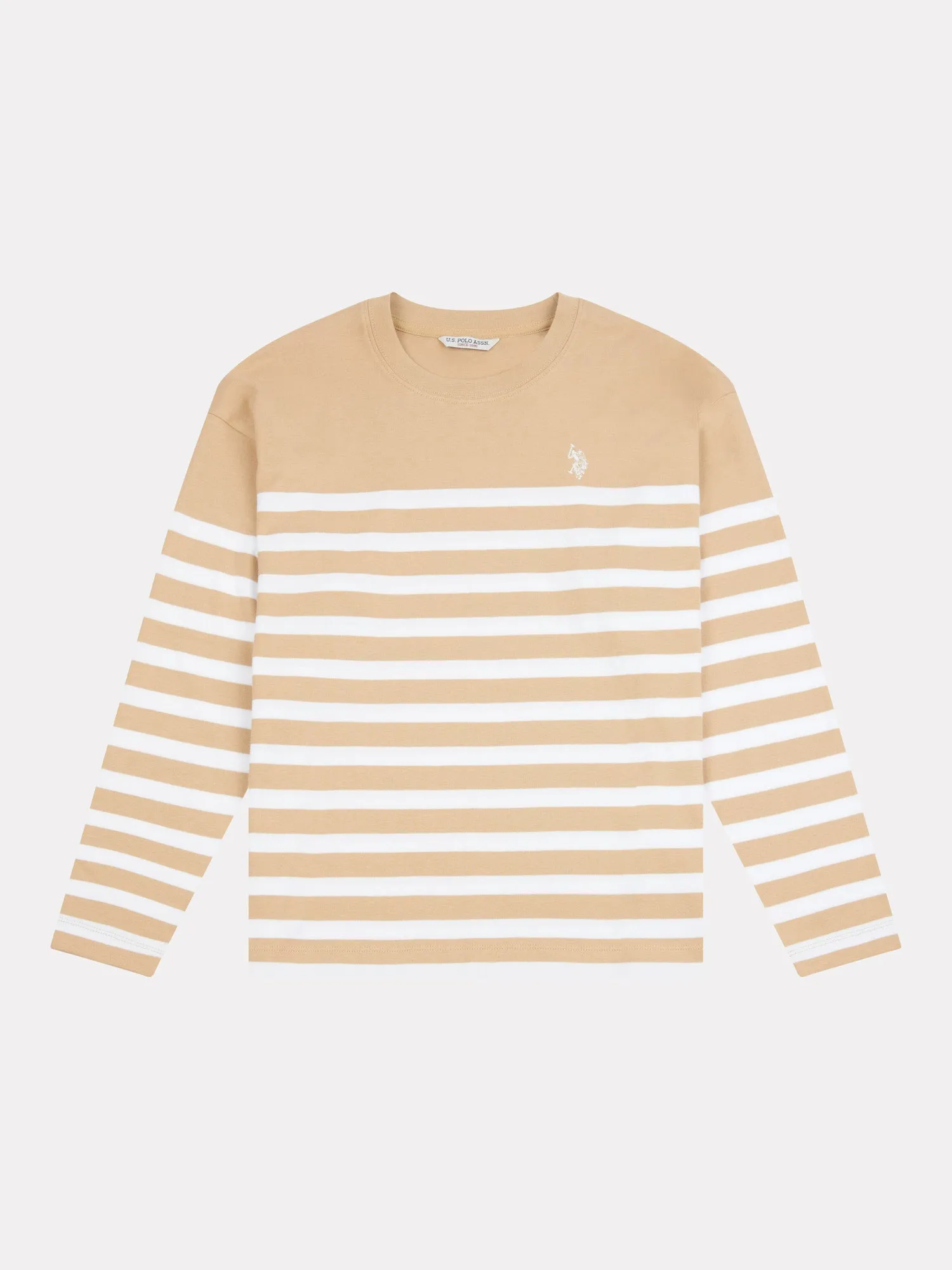 Womens Stripe Long Sleeve T-Shirt in Cuban Sand