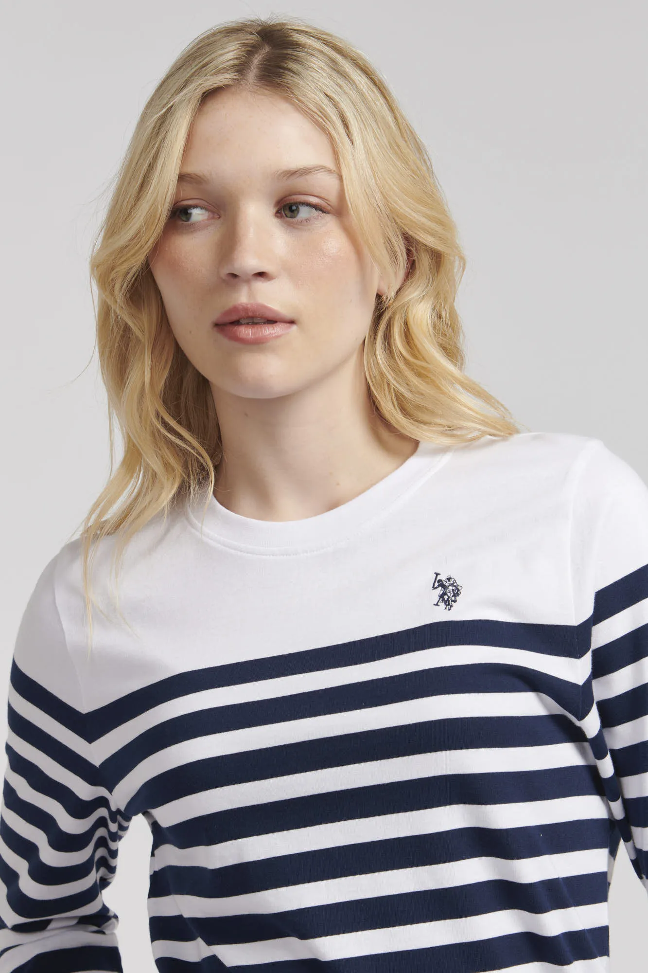 Womens Stripe Long Sleeve T-Shirt in Navy Iris